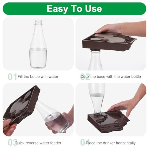 2 Pack Reptile Water Feeder Automatic Water Dispenser Waterer 13.5Oz Feeding Accessories Tank Lizards Waterer for Bearded Dragon Terrarium Turtle Tank Feeding Geckos Frog (Brown)