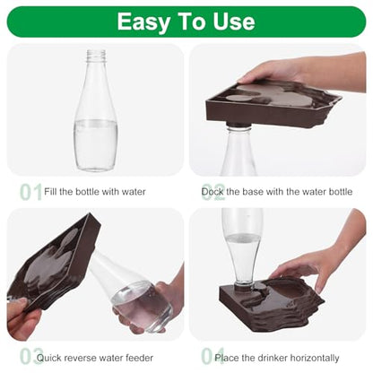 2 Pack Reptile Water Feeder Automatic Water Dispenser Waterer 13.5Oz Feeding Accessories Tank Lizards Waterer for Bearded Dragon Terrarium Turtle Tank Feeding Geckos Frog (Brown)