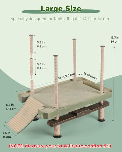 Pawfly Turtle Basking Dock with Ramp, Floating Reptile Platform for Aquatic Turtles in 30 Gallon Aquarium Tanks or Larger