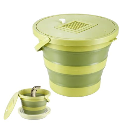 Snake Bucket 15L /4.Gal–Collapsible Container with Vented Seal Lid | 15L/4.0Gal Snake Catcher Bucket with Vented Seal Lid Allows Airflow For Reptiles.For Outdoor Use