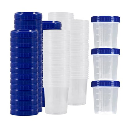 100Pcs Leak Proof Specimen Cups with Lids,4oz Disposable Urine Cups | Specimen Container with Screw on Lid,Sample Collection Kit for Safe Urine Pee Sample Analysis Testing - style: Blue-100PCS