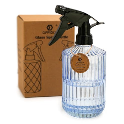 Glass Spray Bottle,Plant Mister Indoor Watering Can,Adjustable Nozzle Watering Glass 0.45L/15.22oz Spray Bottle for Cleaning Solutions (Light Blue) - color: Light Blue