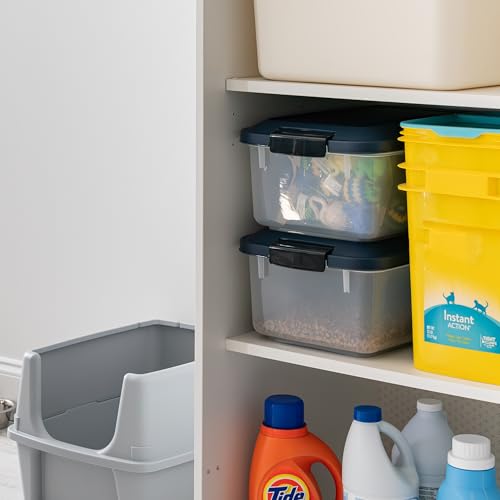 IRIS USA Dog Food Storage Container, 2-Pack, Up to 14 lbs, Navy | Made in the USA, Comes with 2-Cup Sccop, Stacklable, Airtight Seal, BPA-Free, Bird Seed, Cat food, Treats, Keeps Kibble Fresh - color: Navy, size: 14 lbs - 2 Pack