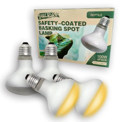 Reptile Heat Lamp 100W Amphibians UVA Daylight Basking Spot Light Bulb for Reptiles, Lizard, Tortoise, Bearded Dragon,Chicken 4 Pack