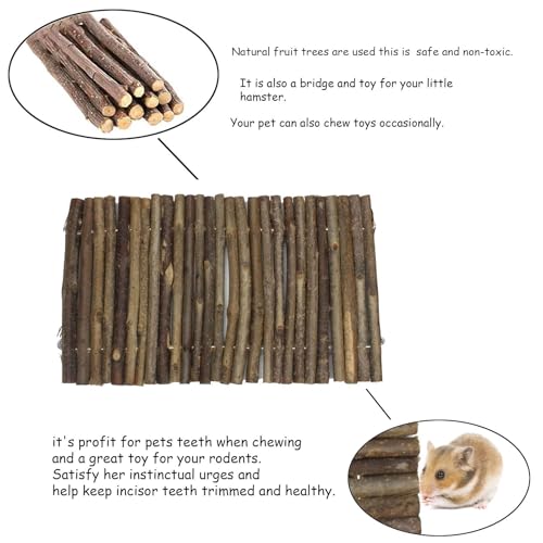 kathson 2 PCS Hamster Wooden Bridge Toys,11.02" L x 6.09" W Large Climbing Toy,Rat Ladder,Small Animal Chew Toys,Wood Hideout Tunnel for Chinchillas Guinea Pig Gerbils Ferret Syrian Hamster Squirrel - color: 2pcs