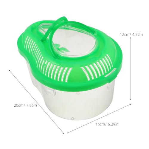 BESPORTBLE Portable Plastic Fish Tank Featuring Lockable Lid and Built-in Sunbathing Platform, Green Reptile Carrier for Small Pets and Turtles, for Outdoor Transportation and Habitat