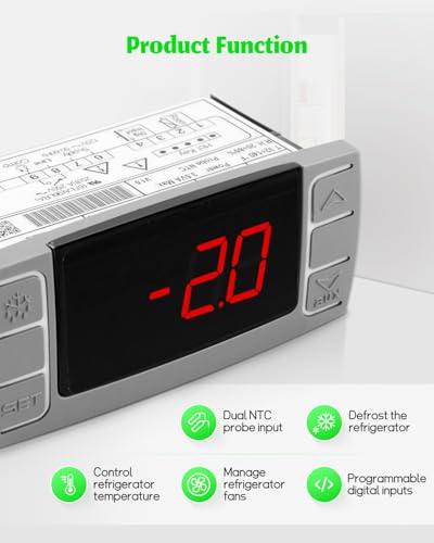 Fit for Dixell XR02CX-4N1F1 Temperature Controller，Refrigerator Digital Thermostat Controller Fit for 120V 50-60hz Commercial Refrigerators/Freezer with Temperature Sensor Probes - style: XR02CX-4N1F1