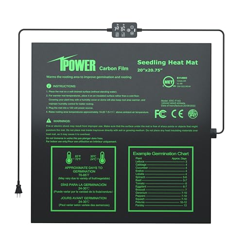 iPower Seedling Heat Mat for Plants with Dual Digital Temperature Controller, MET Certified Heating Pad, 20" x 20.75", Black - size: 20" x 20.75", style: with Digital Controller