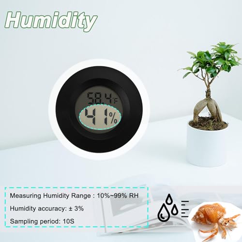 Reptile Thermometer and Humidity Gauge Digtal Terrarium Thermometer 2pc | Circular Bearded Dragon Cage Accessories Reptile Temp and Humidity Gauge for Leopard Gecko Hermit Crab Gecko Lizard Etc - size: Circular