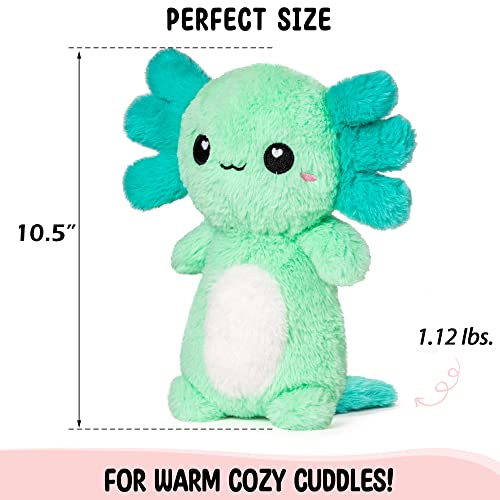 Axolotl Microwavable Unscented Heating Pad for Women and Kids- Cute Soft Cozy Pillow Plush Heatable Warm Stuffed Animals - Kawaii Hot and Cold Plushie Food Toy - Axolotl Gifts for Girls and Boys Mint - style: Mint Axolotl