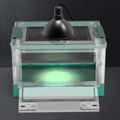 Reptiles Keeper Tanks with Removable Lid and Feeding Port Enclosure Ventilated Design Portable Reptiles Feeding Station