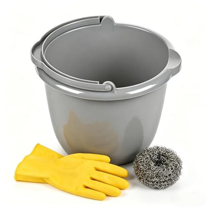 Sturdy Plastic 10 Qt Spout Pail in Classic Titanium, Multi-Purpose Cleaning Bucket with Comfortable Carry Handle