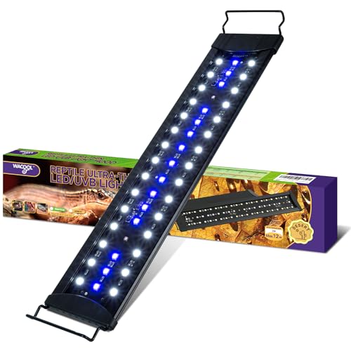 WACOOL TERRA Dimming LED UVB Reptile Light, 24“ LED Reptile Light Bar with Brightness Adjustment & 3 Light Modes, UVB 10