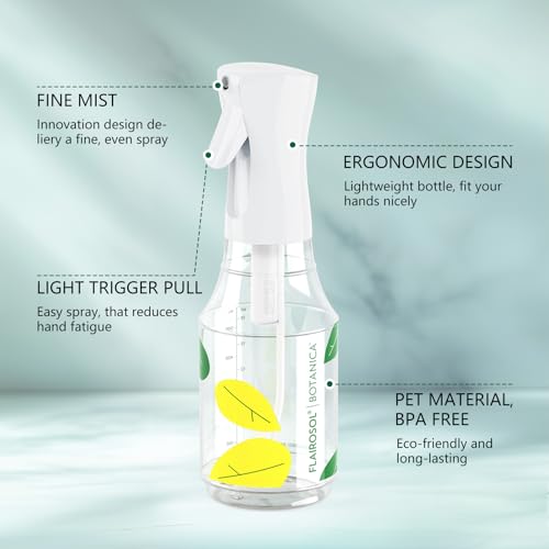 FLAIROSOL BOTANICA Continuous Plant Mister, 24oz/700ml, Leakproof | Continuous ultra fine mist for flowers, gardening & houseplants, leakproof, refillable mist sprayer