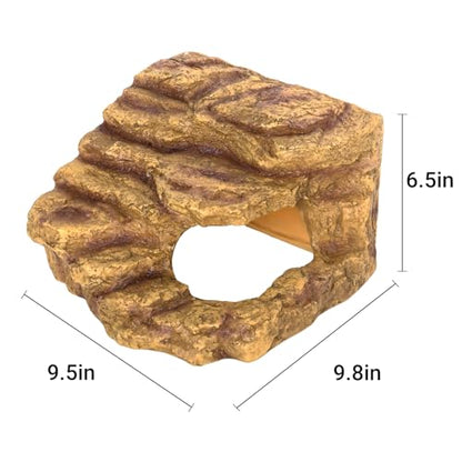 Resin Reptile Hideout Cave Reptile Habitat Tank Decor Terrarium Accessories for Bearded Dragon Leopard Gecko Lizards Turtle - size: Large