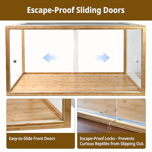 120 Gallon Bearded Dragon Tank,48"x24"x24"Bamboo Reptile Enclosure Also for Snake,Bearded Dragon,Turtle with Sliding Door Top Screen Ventilation,Stackable Large Reptile Terrariums - size: 48"x24"x24"