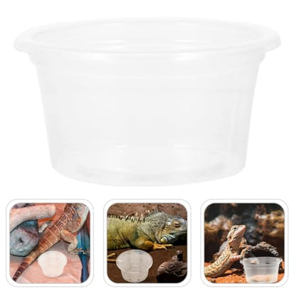 50pcs Small Reptile Water Dish and Food Bowl Set 25ml Plastic Terrarium Feeding Cups for Leopard Gecko, Snake, Frog, Lizard, Bearded Dragon, Suitable for Amphibians and Insect Pets