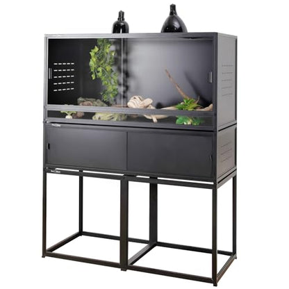 Reptile Enclosure Stand Bundle: Elevate Your Habitat - Includes Stand and Extra Enclosure for a Complete Elevated Setup 44 inches Width(Black) - color: Black, size: M-44''-Stand with enclosure