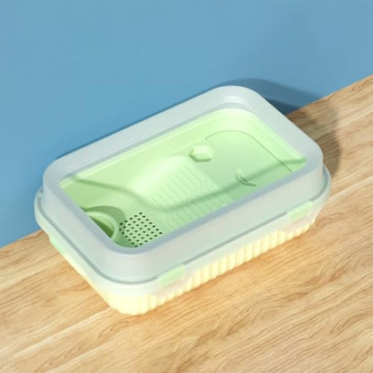 Indoor Tortoise Tank with Plastic Turtle Platform and Drainage System Portable Small Turtle Terrarium for Reptile Habitat Mint Green Basking Area
