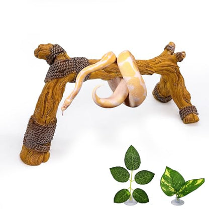 Tfwadmx Snake Climbing Branch,Resin Reptile Wood Trunk Branches Decor,Reptile Terrarium Climbing Accessories Decoration for Geckos, Lizards,Tarantulas,Hermit Crab,Frogs - size: 9.5x3.5x4.3IN | Rack Branch