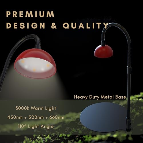 Desktop Grow Lamp Terrarium Light Plant Light on Table with Flexible Gooseneck Lamp for Terrarium Kitchen Vetegable Succulent Lamp with Auto Timer 3/6/12Hrs, 4 Brightness Levels (Red) - color: Red
