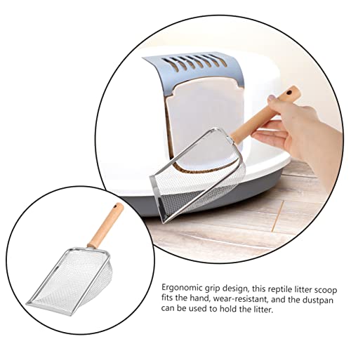HANABASS Reptile Litter Scoop Stainless Steel Poop Cleaning Tool for Reptiles Tortoises Lizards Snakes and Mesh for Easy Cleanup of Sand and Litter