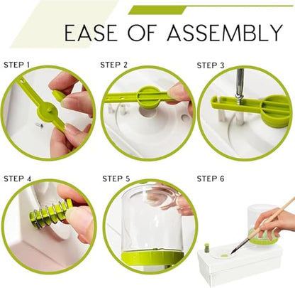 Paint Brush Rinser – Brush Cleaning Tool with Water Dispenser Tank Cleaner Machine for Acrylic Painting Watercolor and Crafts Compact Paintbrush Cleaner Station