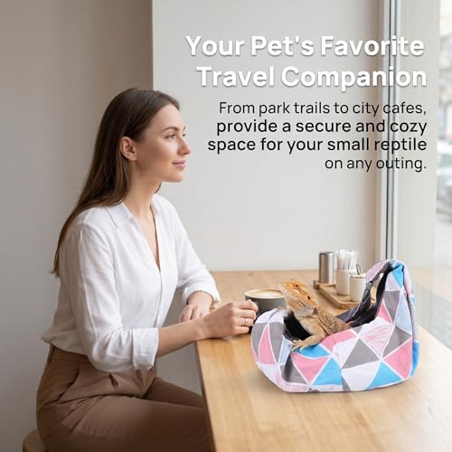 balacoo Bearded Dragon Carrier with Adjustable Strap for Outdoor Travel | Reptile Carrier Sling Bag Backpack, for Small Lizards, Ferrets, Squirrel, Hamsters, for Hiking, Shopping, Outdoor Activities