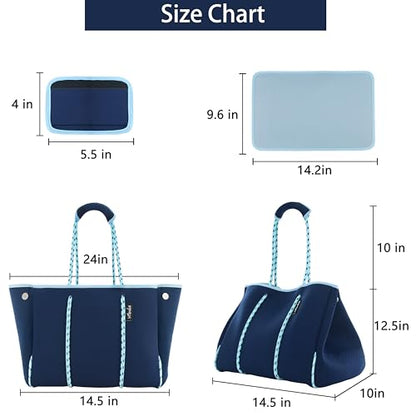 Hibala Neoprene Multipurpose Beach Bag,Gym/Travel/Pool Bag,Tote For Women&Men - color: Blue