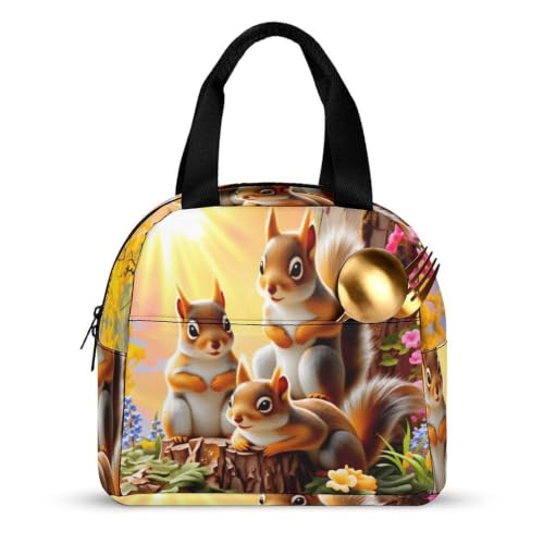 Sunny Garden Squirrel Lunch Bag for Women Men | Insulated Lunch Box Leakproof Food Meal Containers Reusable Foldable 6L Capacity Lunch Tote Bags for Work Picnic Travel - color: style-19