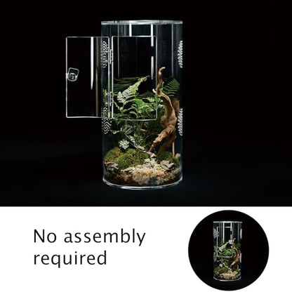 Acrylic Terrarium for Reptiles & Spiders – Small/Medium/Large Leak-Proof Enclosure (Horizontal/Vertical) | Ideal for Tarantulas, Jumping Spiders, Frogs & Geckos(Large, Round) - size: Large