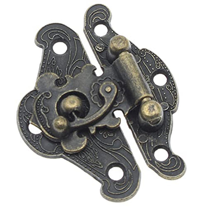 1 Pcs Antique Hasp Latch and 2 Pcs Butterfly-Shape Hinges Decorative Lock Buckle with Matching Screws[FDXGYH,Bronze] - color: Bronze