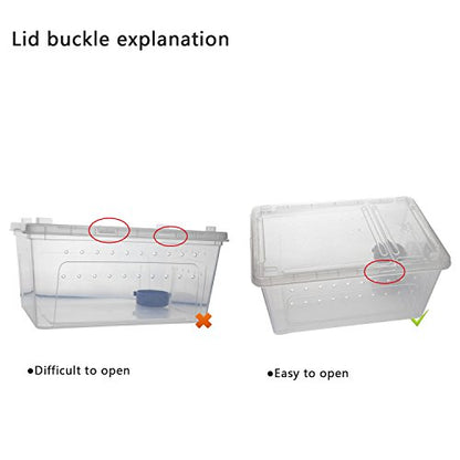 OMEM Portable Reptile Terrarium Habitat for Mini Pet Houses Breathable Holes Stackable Container (L) - size: 1PCS-Clear-L