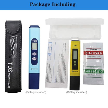 KETOTEK Digital pH & TDS Meters Water Quality Test Kit, pH Pen Tester TDS PPM Meter 2 in 1 Kit with 0~16.00ph and 0~9999ppm Measure Range for Hydroponic, Aquarium, Drinking Water, RO System, Pool