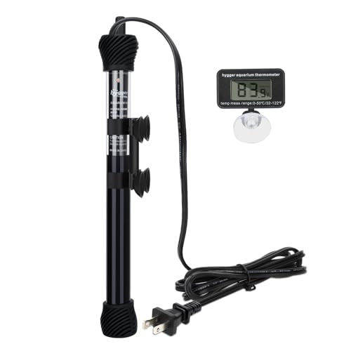 hygger ETL Certification Aquarium Heater, 50W/100W/200W/300W Submersible Fish Tank Thermostat Heater with Firm Double Pair Suction Cups for Coral Saltwater and Freshwater Tank with Thermometer (300W) - size: 300W