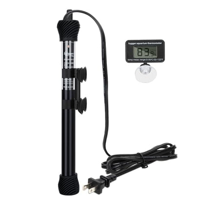 hygger ETL Certification Aquarium Heater, 50W/100W/200W/300W Submersible Fish Tank Thermostat Heater with Firm Double Pair Suction Cups for Coral Saltwater and Freshwater Tank with Thermometer (300W) - size: 300W