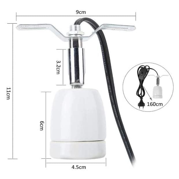KUIDAMOS 300W E27 Reptile Lamp Stand Reptile Heating Lamp Light Holder 300 watt Heat lamp Holder Lamp Not Included,360° Rotation Ceramic Heat Lamp Base with Reptiles & Amphibians