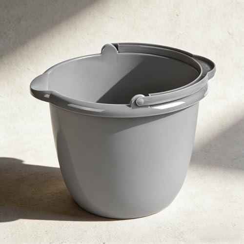 10 Qt. Spout Pail Classic Titanium,Gray Plastic Bucket with Pour Spout and Handle for Cleaning, Mopping, Gardening