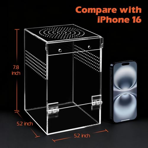 AZV Jumping Spider Enclosure Clouds Kit,Escape Proof Praying Mantis Habitat | Magnetic Front Door Tarantula Terrarium Ventilation Spider Cage,Transparent Acrylic Reptile Tank Beetle,Bug Cribs,Snail House - color: White, size: Large