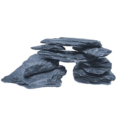 Natural Slate Stone 5 to 7 Inches - USA Sourced and Packaged for Aquascaping Aquariums, Terrariums, Paludariums, Reptile Enclosures, and Gardens (10lbs) - size: 10 lbs
