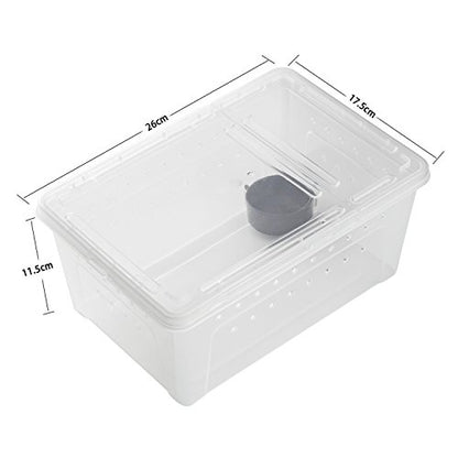 OMEM Portable Reptile Terrarium Habitat for Mini Pet Houses Breathable Holes Stackable Container (2PCS-M) - size: 2PCS-Clear-M