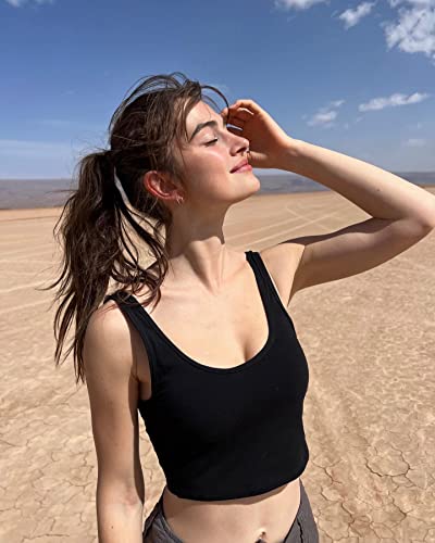 OQQ Women's 3 Piece Tank Tops Ribbed Seamless Workout Exercise Shirts 2025 Summer Basic Camis - color: Black Darkbrown Beige, size: Medium