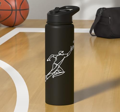 Cricket Keeper Drawing Stainless Steel Insulated Water Bottle - color: Black