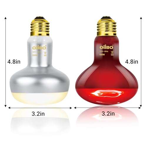 Reptile Heat Lamp Blub, 2Pack 100W Day & Night Reptile Heat Lamp, UVA Daylight Heat Basking Bulb Infrared Heats Light Bulb for Reptiles Bearded Dragon Lizard Turtles