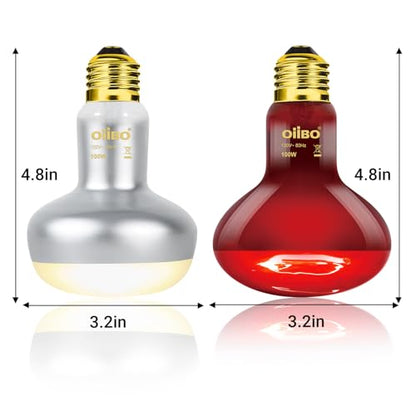 Reptile Heat Lamp Blub, 2Pack 100W Day & Night Reptile Heat Lamp, UVA Daylight Heat Basking Bulb Infrared Heats Light Bulb for Reptiles Bearded Dragon Lizard Turtles