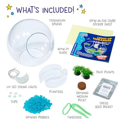 Wow in The World Light-UP Terrarium | Grow Plants, Decorate Your Terrarium, Glow-in-The-Dark, UV Lights, Companion Audio Content, Bonus Reusable Science Tool, STEM Toy for Kids 6+ by Thames & Kosmos