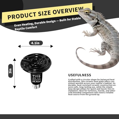 75W Reptile Heat Lamp(2 Packs)-Ceramic Heat Emitter for Reptiles Amphibian Pet Brooders Chicken Incubation, and Terrariums Turtle Lizard Bearded Dragon Snake E26 - size: 75W