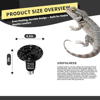 75W Reptile Heat Lamp(2 Packs)-Ceramic Heat Emitter for Reptiles Amphibian Pet Brooders Chicken Incubation, and Terrariums Turtle Lizard Bearded Dragon Snake E26 - size: 75W