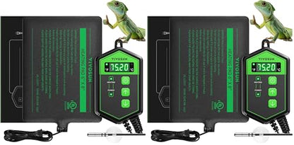 VIVOSUN Reptile Heating Pad 6x8 Inch with Thermostat Combo Under Tank Terrarium Heating Mat for Turtles, Lizards, Frogs, and Other Reptiles (Pack of 2) - size: 6X8 Inch with Thermostat (Pack of 2)