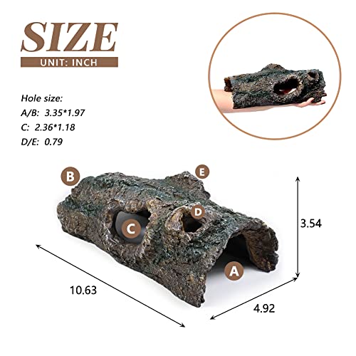 fazhongfa Reptile Hide Tree Trunk Lizard Snake Gecko Axolotl Spider Turtles Bearded Dragon Tank Accessories Large Hollow Log for Aquarium or Fish Tank Resin Wood Decorations Ornament - style: Style-1